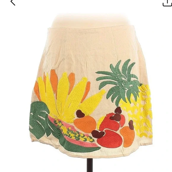 FARM Rio Cream A-Line Mini Skirt Resort Wear-new with tags NWT - Picture 3 of 4